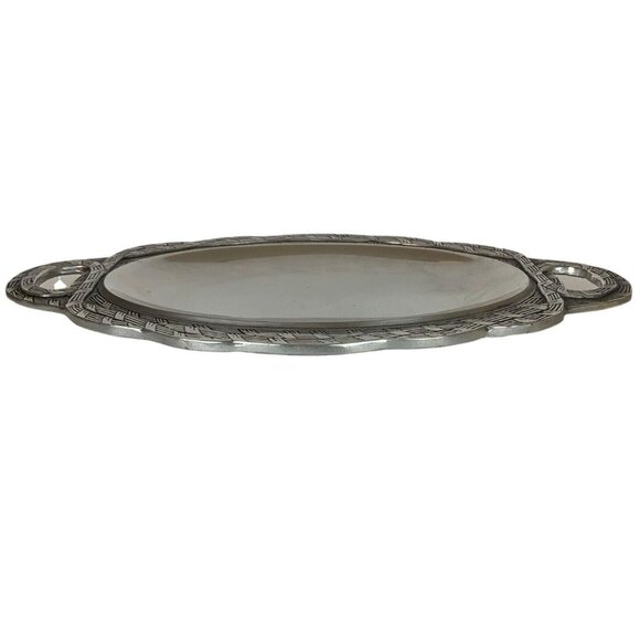 Wilton Armetale Sweetgrass Small Oval Serving Tray Pewter 14x7.5 Discontinued - Picture 2 of 7